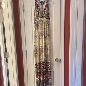 Shoreline Multicolor Maxi Dress halter neck dress with bra brown beige gold